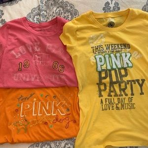 Three vs pink tees size large